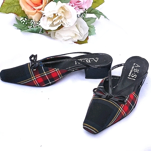 Allen Schwartz Plaid Mule Shoes - Picture 1 of 6